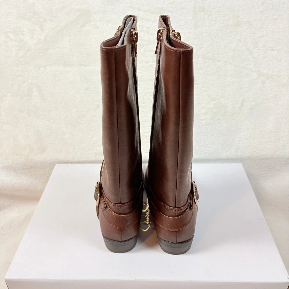 Jessica Simpson Girls Tall Riding Boots Kids Sz 2 Kingsley Brown‎ Faux Leather